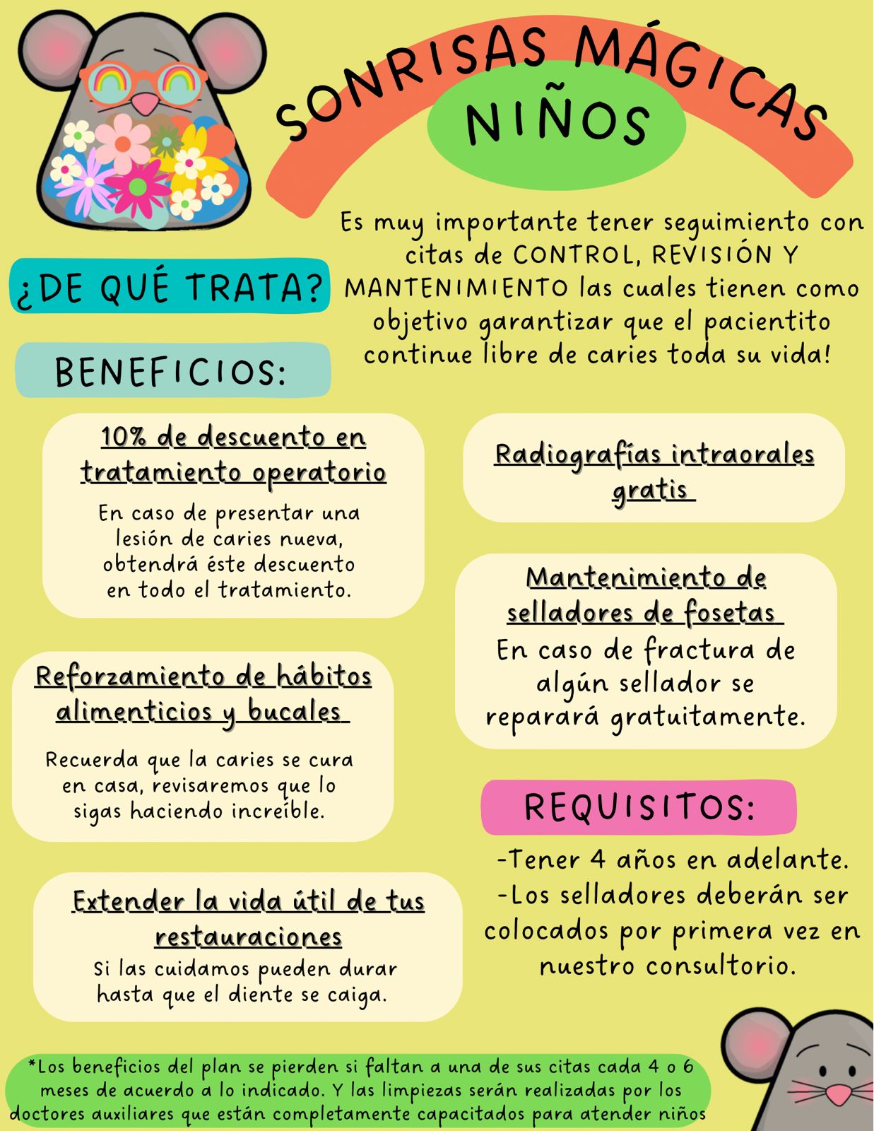 Tratamiento preventivo para niños: Cuidado dental divertido con premios y muro de honor